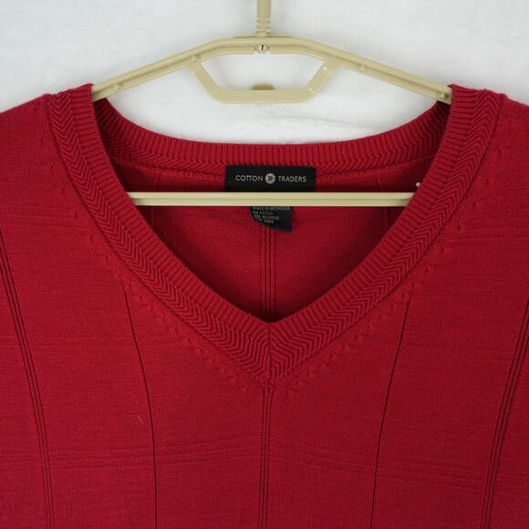 Cotton Traders Sweater Vest Mens 4XLT Red Cotton Knit Classic Preppy Christmas - Picture 4 of 7